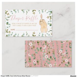 Diaper Raffle Cute Little Bunny Baby Shower Enclosure Card