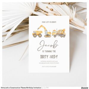 Dirty 3rd-y Construction Theme Birthday Invitation