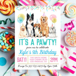 Dog Puppy Paw-ty Birthday Invitation