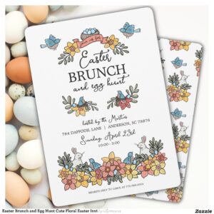 Easter Brunch and Egg Hunt Cute Floral Easter Invi Invitation
