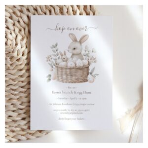 Easter Brunch & Egg Hunt Bunny Basket with Eggs Invitation