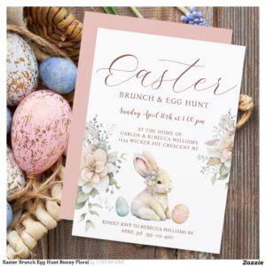 Easter Brunch Egg Hunt Bunny Floral Invitation