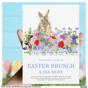 Easter Bunny and Wildflowers Egg Hunt and Brunch Invitation