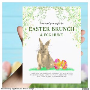 Easter Bunny Egg Hunt and Brunch budget Invitation Postcard