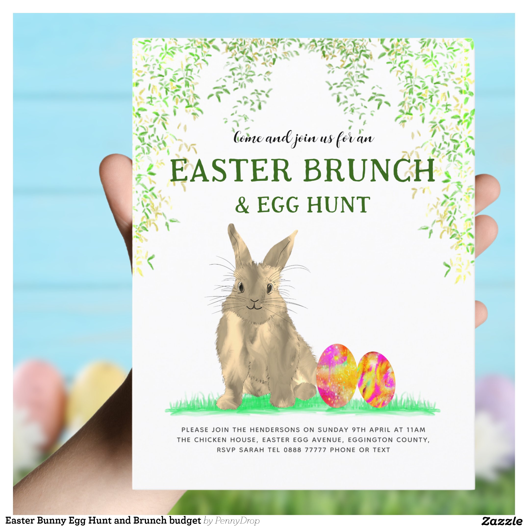 Easter Bunny Egg Hunt and Brunch budget Invitation Postcard