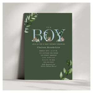 Easter Bunny Eggs Green Boy Baby Shower Invitation