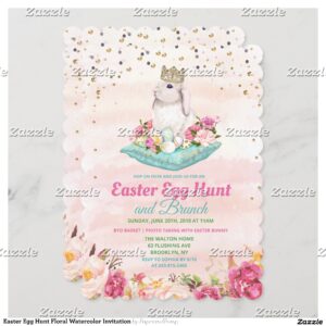 Easter Egg Hunt Floral Watercolor Invitation