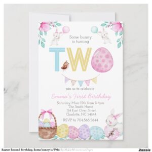 Easter Second Birthday, Some bunny is TWo! Invitation