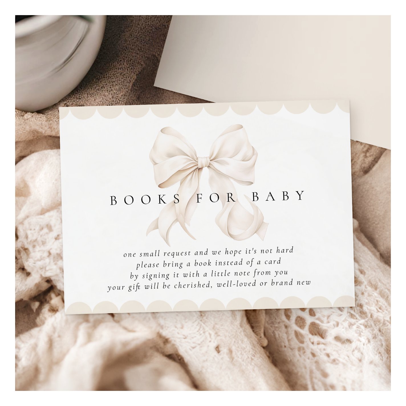 Elegant Bow Baby Shower Books for Baby Enclosure Card