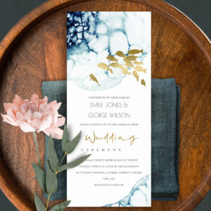 ELEGANT GOLD NAVY UNDERWATER SEA FISH WEDDING INVITATION