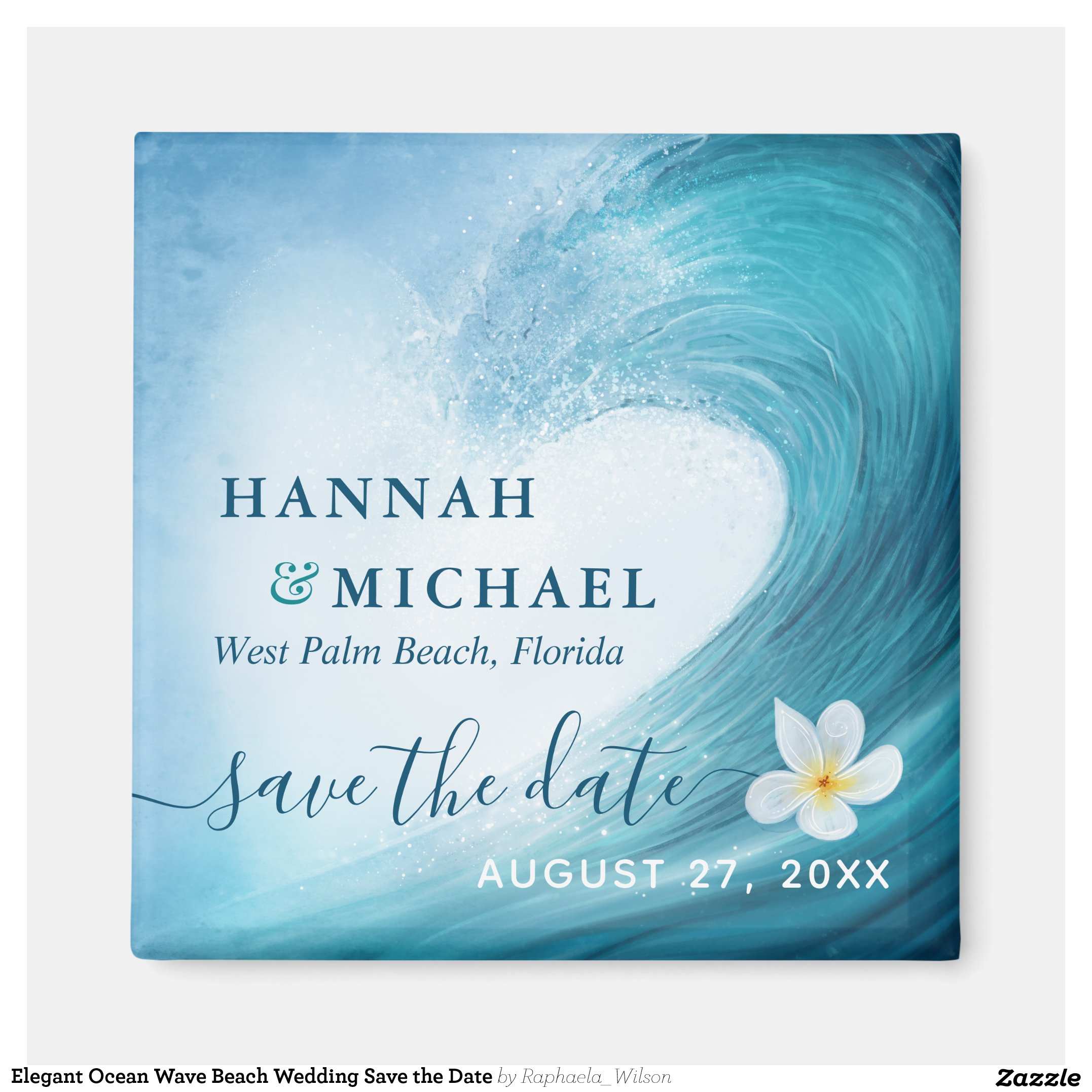 Elegant Ocean Wave Beach Wedding Save the Date Magnet