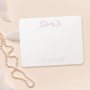 Elegant Pastel Pink Bow Personalized Stationery Note Card