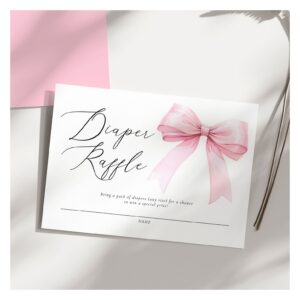 Elegant Pink Coquette Bow Diaper Raffle Baby Showe Enclosure Card