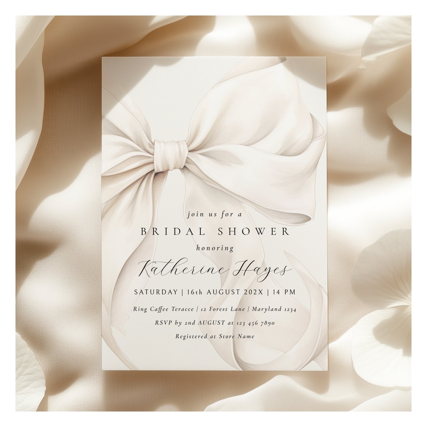 Elegant She's Tying the Knot Bow Bridal Shower Invitation