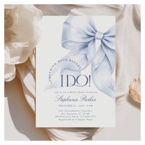 Elegant Something Blue Bow Bridal Shower Invitation