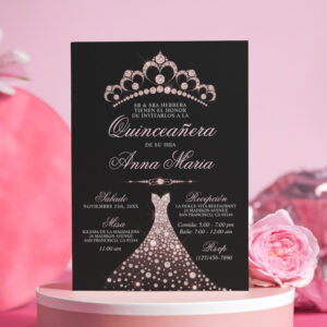 Elegant Spanish Quincea?era Mis Quince Pink Invitation