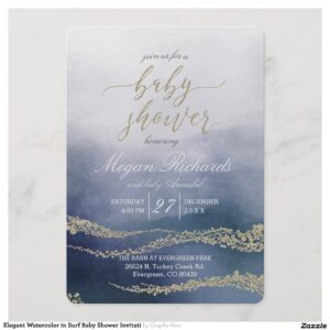 Elegant Watercolor in Surf Baby Shower Invitati Invitation