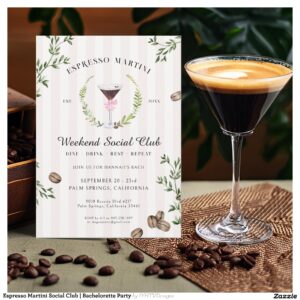 Espresso Martini Social Club Bachelorette Party Invitation
