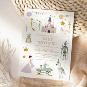 Fairytale Princess Dragon Baby Shower Invitation