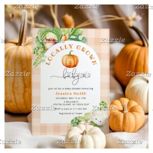 Fall Locally grown pumpkin baby shower Invitation