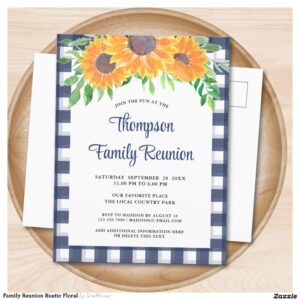 Family Reunion Rustic Floral Invitation Postcard