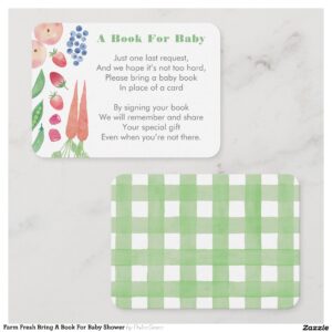 Farm Fresh Bring A Book For Baby Shower Enclosure Card