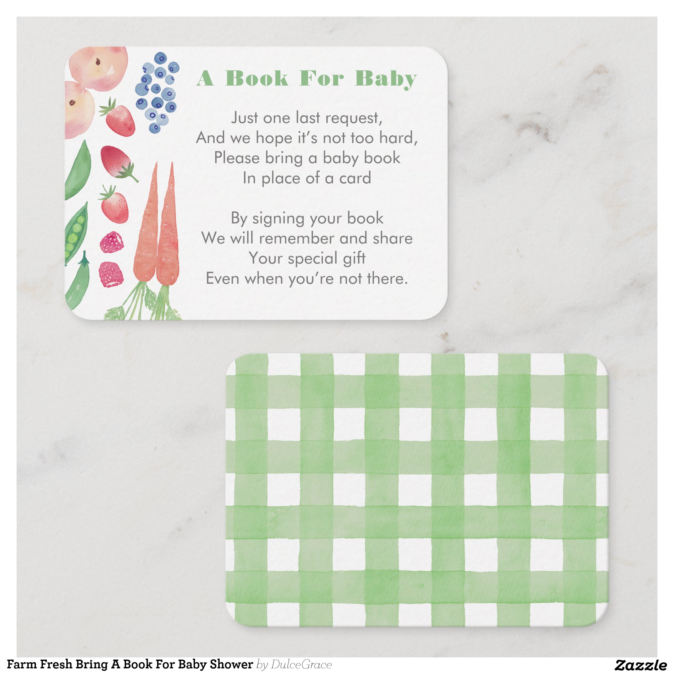 Farm Fresh Bring A Book For Baby Shower Enclosure Card