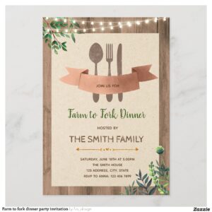 Farm to fork dinner party invitation