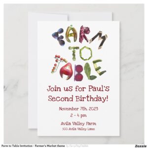 Farm to Table Invitation - Farmer's Market theme