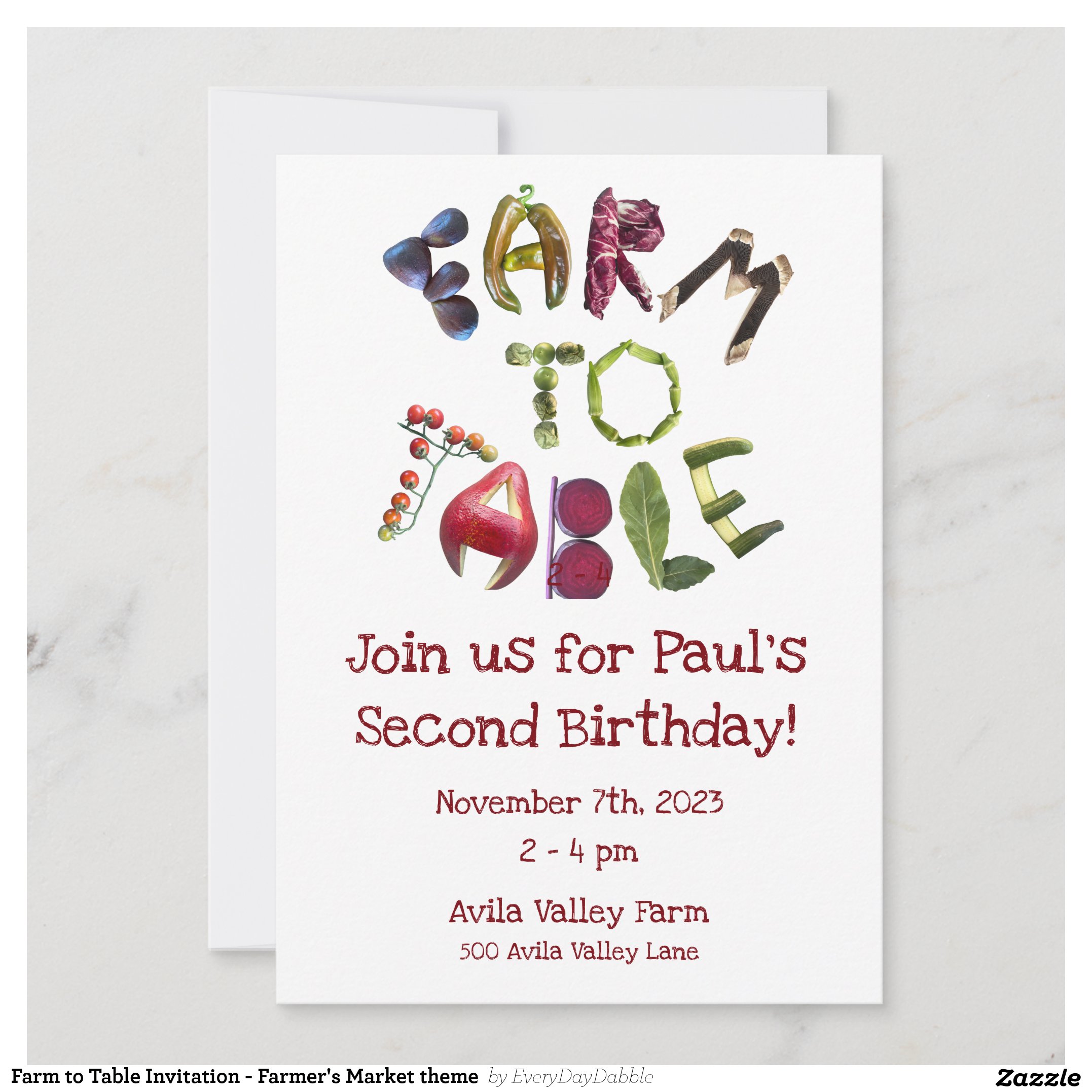 Farm to Table Invitation - Farmer's Market theme