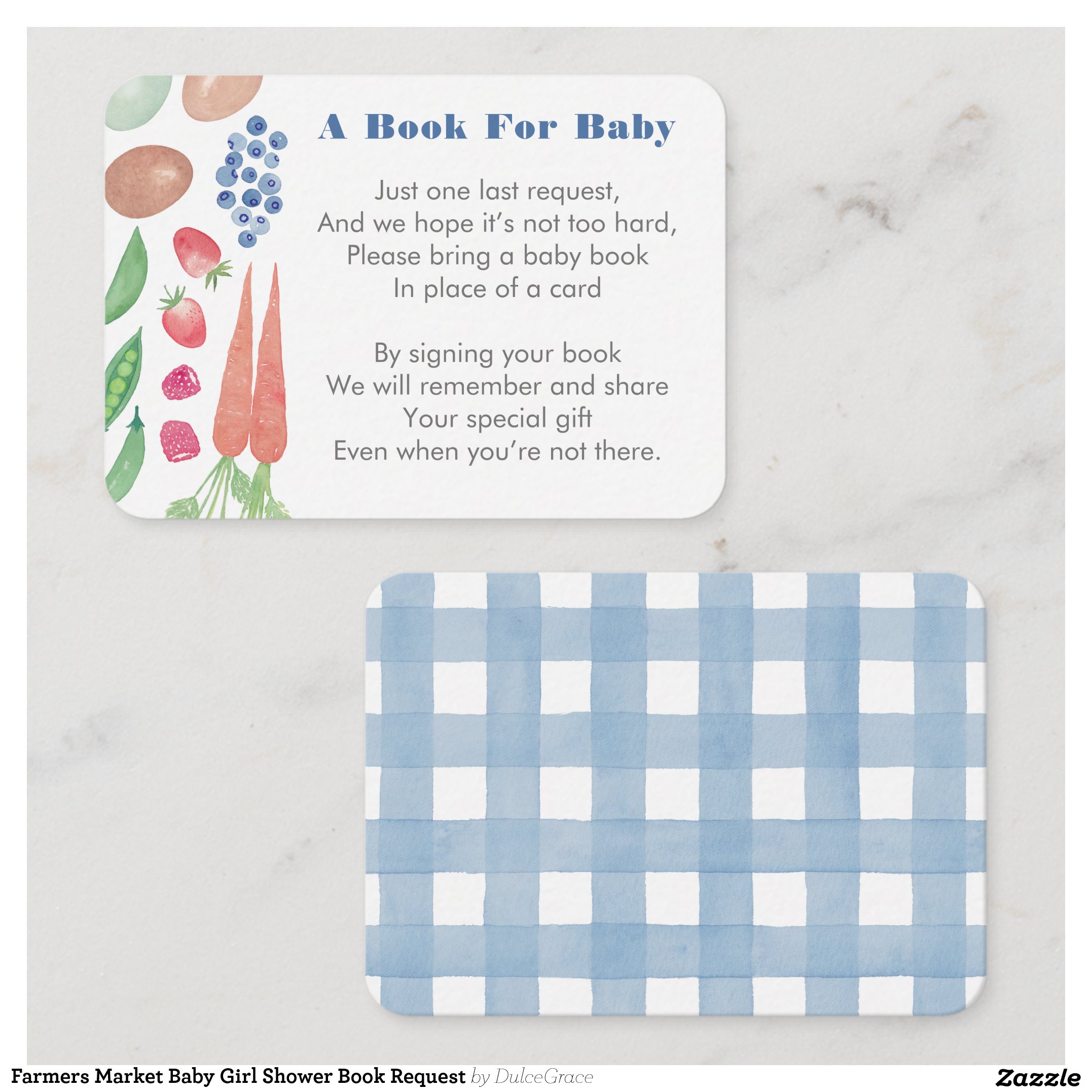 Farmers Market Baby Girl Shower Book Request Enclosure Card