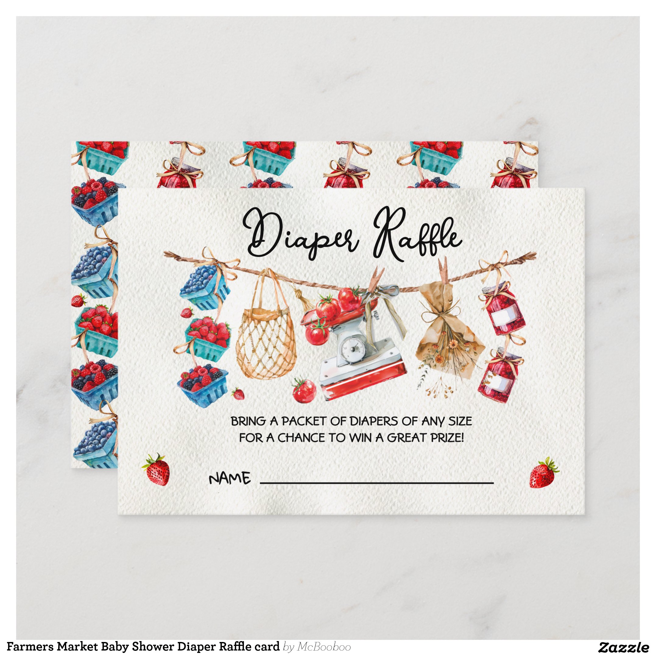 Farmers Market Baby Shower Diaper Raffle card
