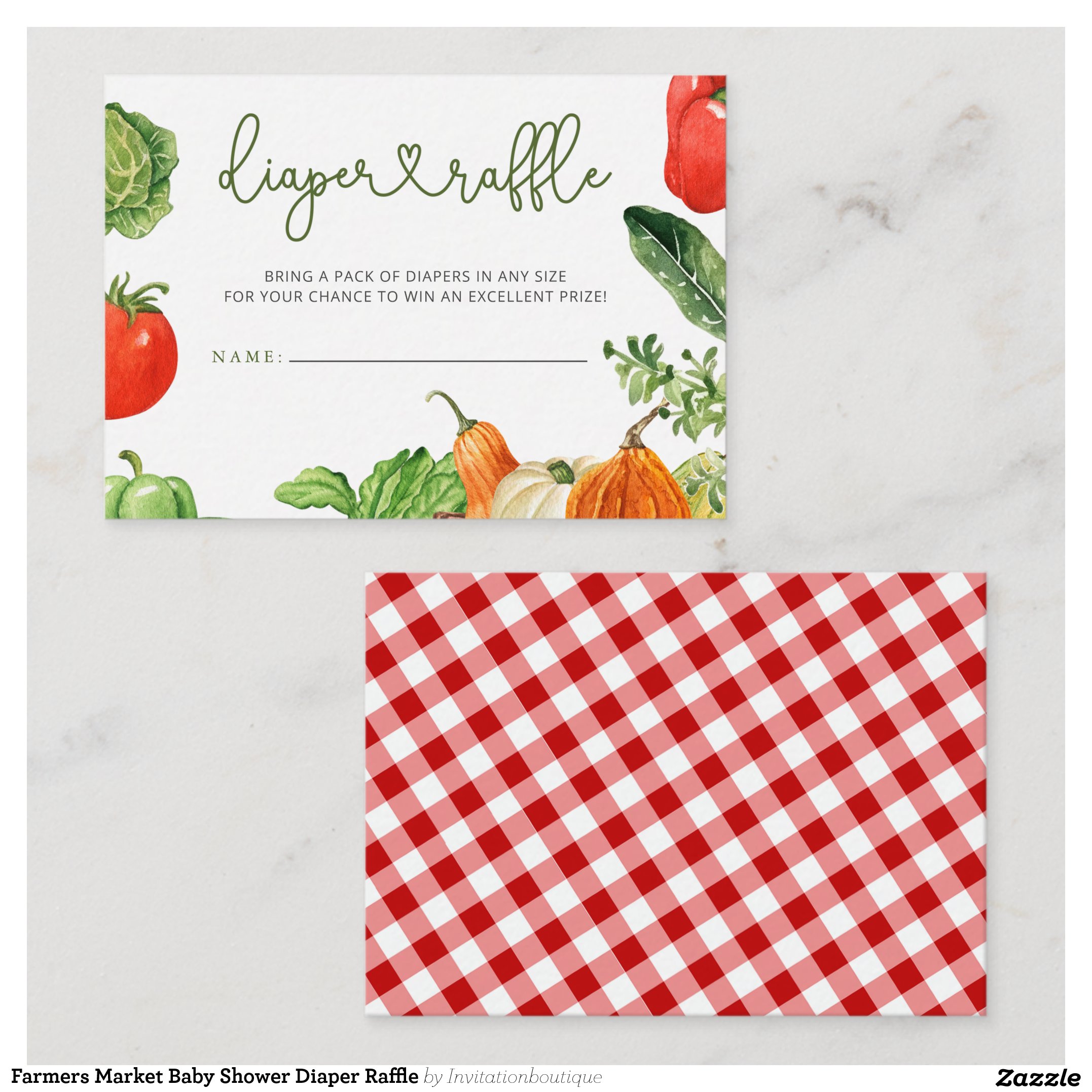 Farmers Market Baby Shower Diaper Raffle Enclosure Card