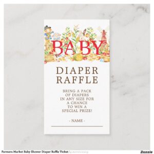 Farmers Market Baby Shower Diaper Raffle Ticket Enclosure Card