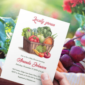 Farmer's Market Basket Locally Grown Baby Shower Invitation