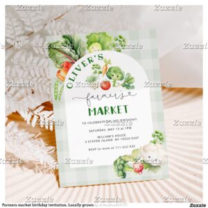Farmers market birthday invitation. Locally grown Invitation