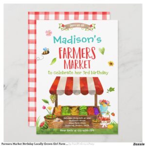Farmers Market Birthday Locally Grown Girl Farm I Invitation