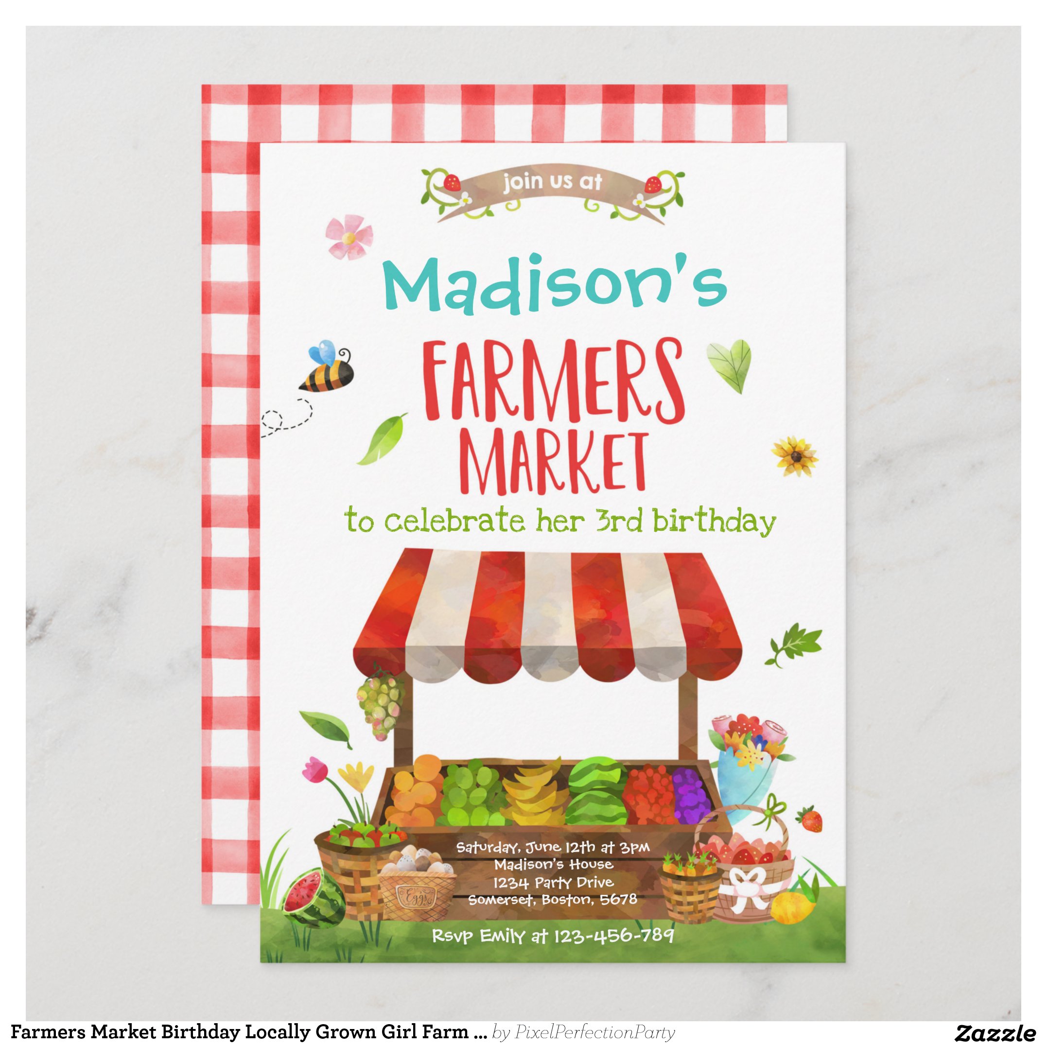 Farmers Market Birthday Locally Grown Girl Farm I Invitation