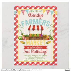 Farmers Market Birthday Party Invitation Invite