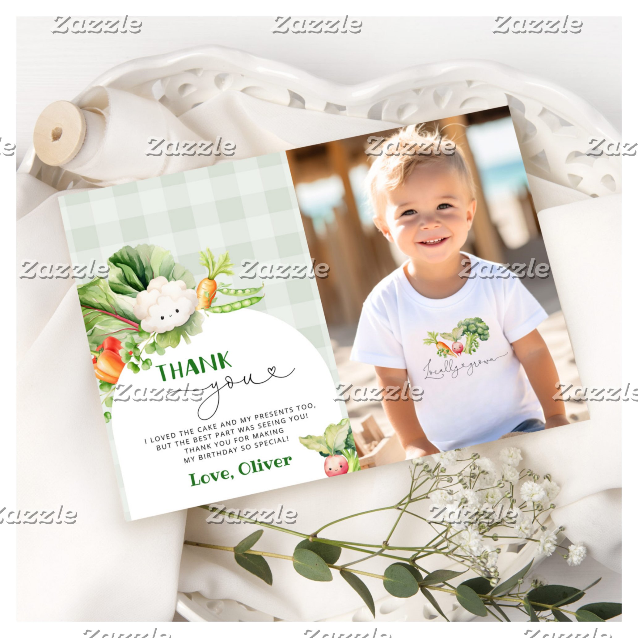 Farmers market birthday photo thank you card