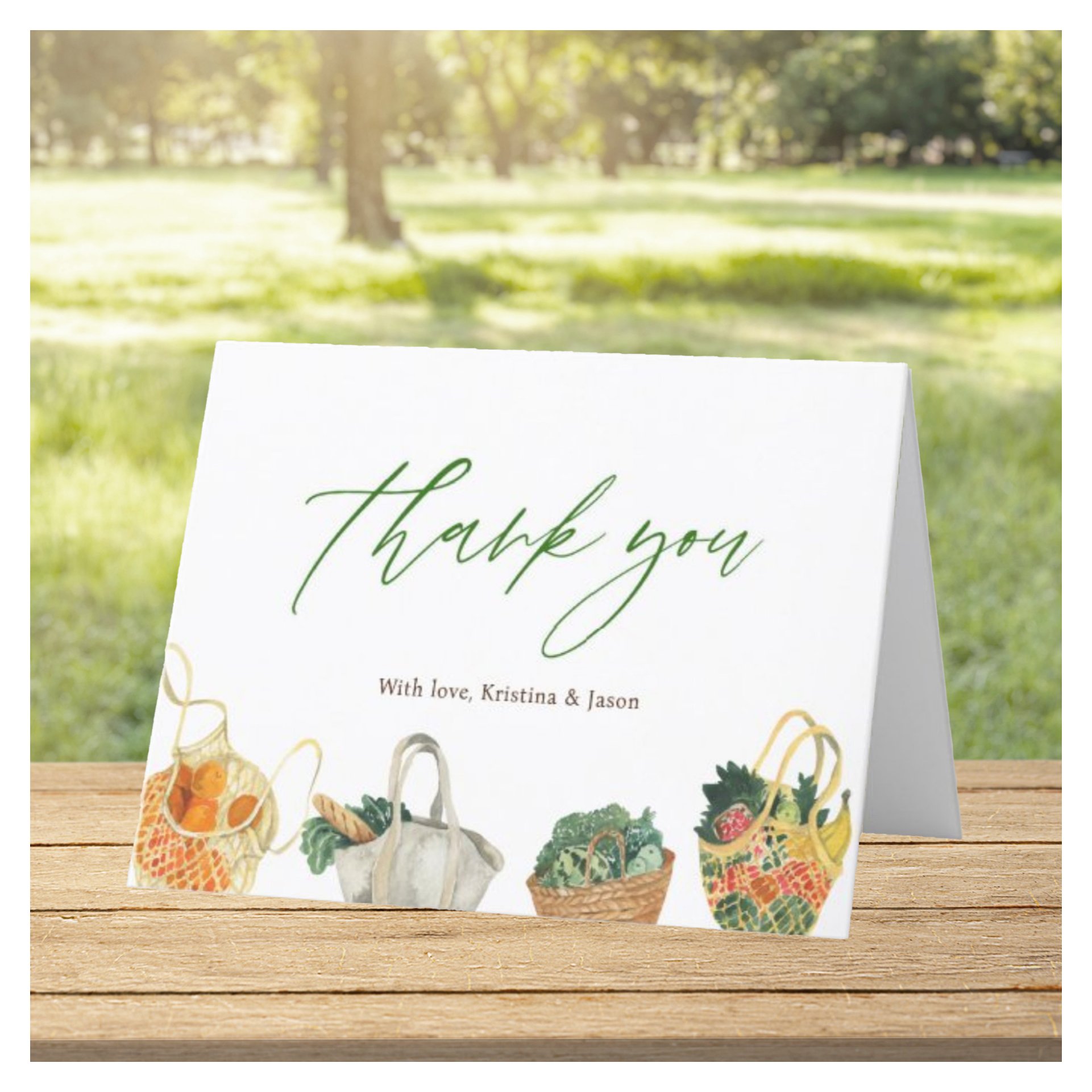 Farmers Market Bridal Shower Folded Thank You Card