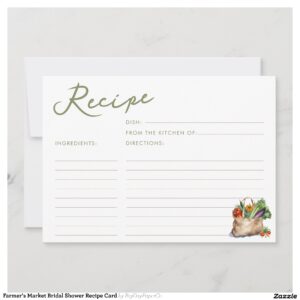 Farmer's Market Bridal Shower Recipe Card
