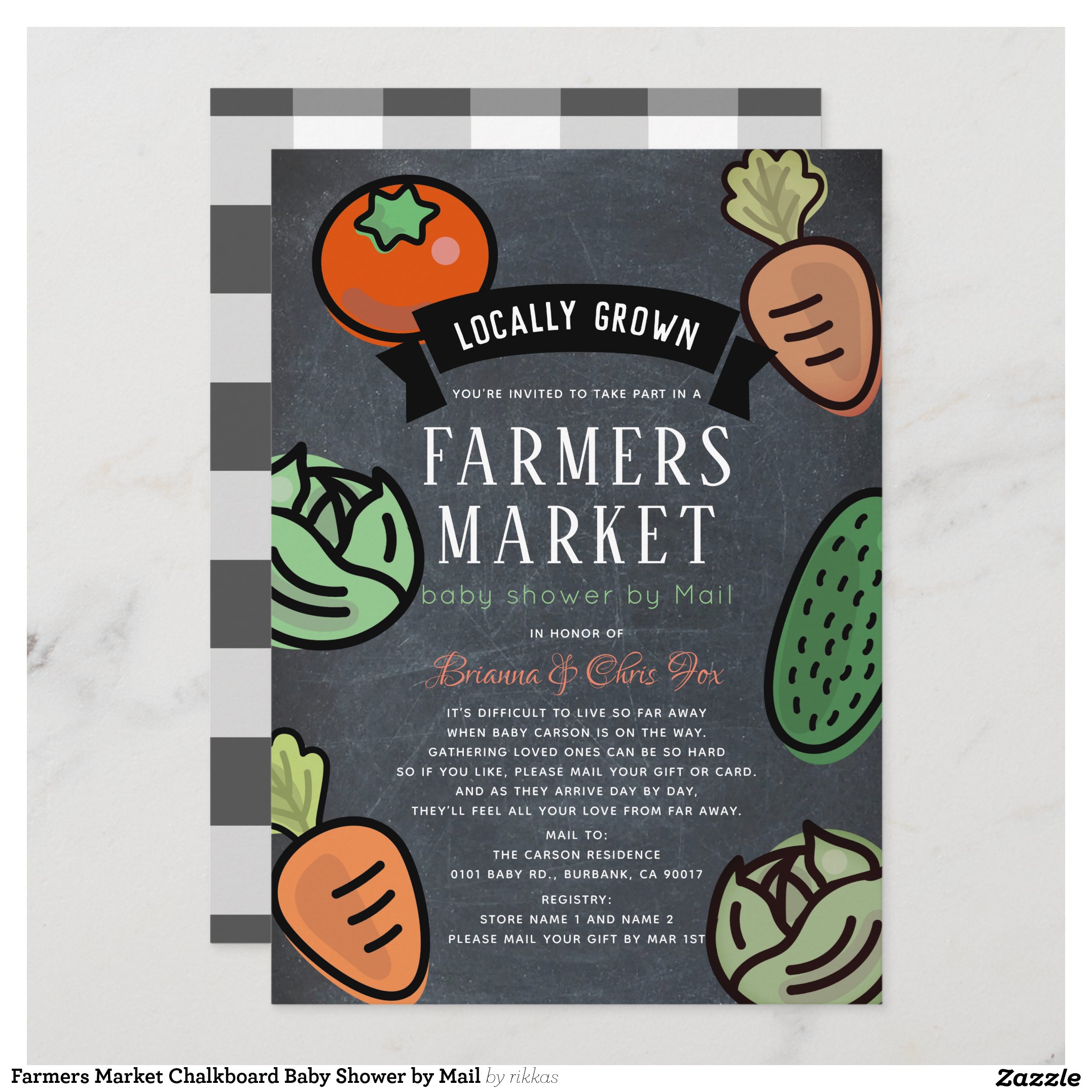 Farmers Market Chalkboard Baby Shower by Mail Invitation