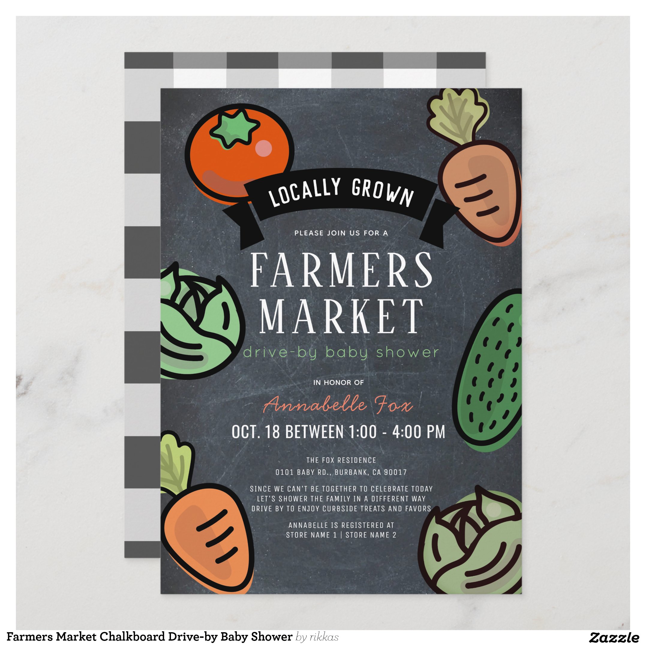 Farmers Market Chalkboard Drive-by Baby Shower Invitation