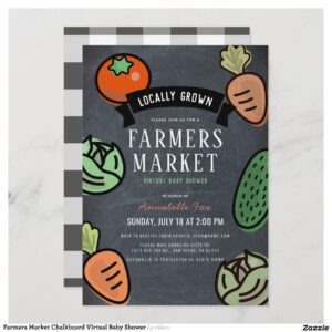 Farmers Market Chalkboard VIrtual Baby Shower Invitation