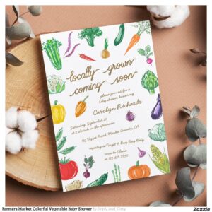 Farmers Market Colorful Vegetable Baby Shower Invitation