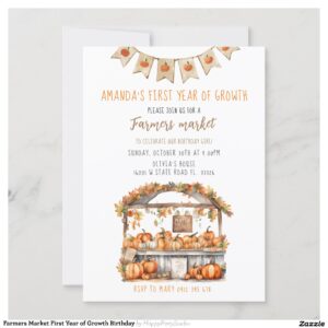 Farmers Market First Year of Growth Birthday Invitation