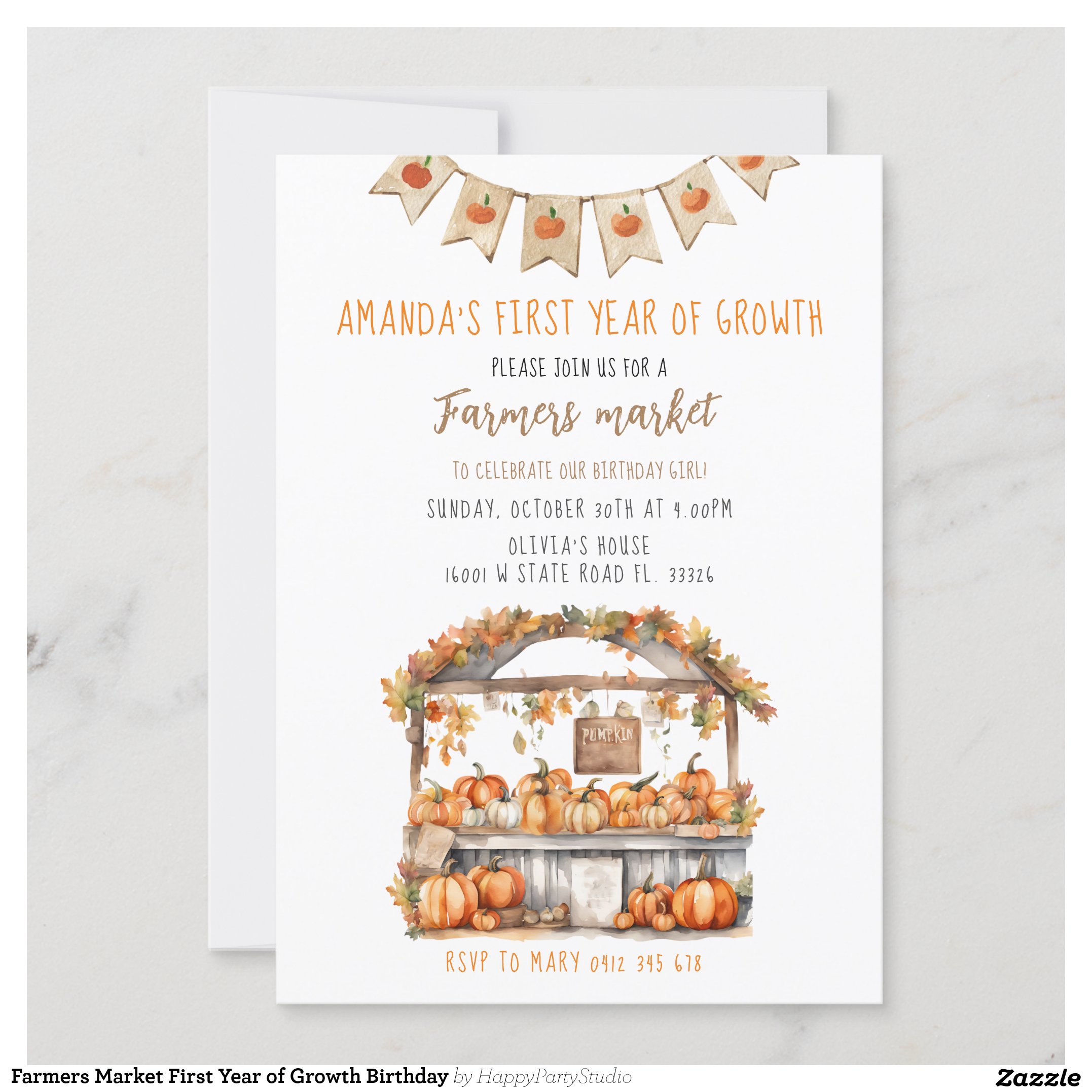 Farmers Market First Year of Growth Birthday Invitation