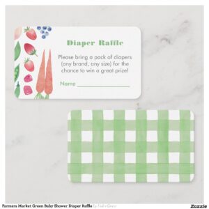 Farmers Market Green Baby Shower Diaper Raffle Enclosure Card