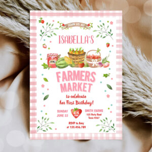 Farmers Market Grown Veggies Fruits Girl Birthday Invitation